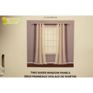 Lush Décor 38x84" Farmhouse Texture Grommet Sheer Window Curtain Panels